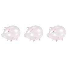 3X Pig Piggy Bank Money Boxes Coin Saving Box Cute Transparent Glass Souvenir Birthday Gift for Children Kids-