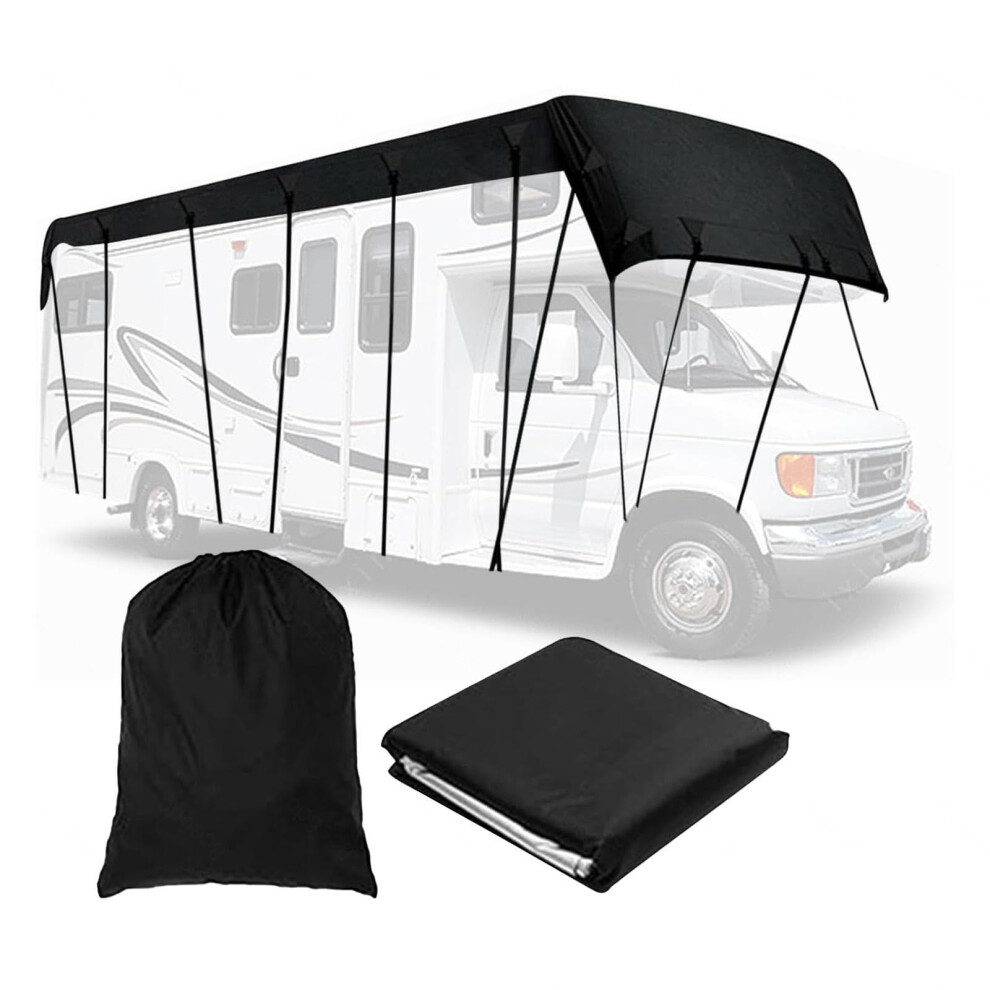 Rv Cover 210D Oxford Waterproof Roof Protection For Class C Motorhome, Weather Resistant Camper Trailer Cover 10M3m Black 9330225509783