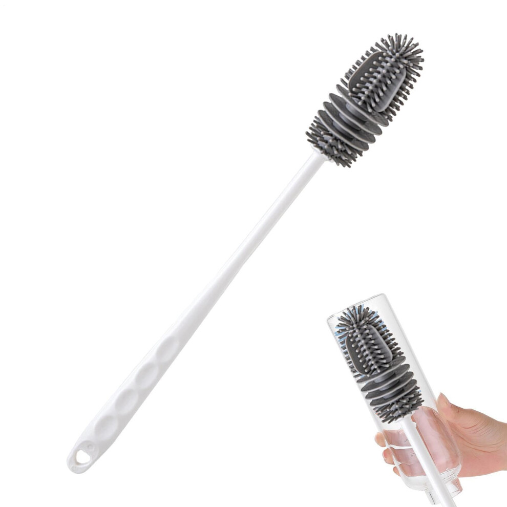 Silicone Bottle Cleaning Brush with Flexible Head and Ergonomic Long Handle for Baby Bottles and Cups