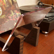 4X Vinyl Record Opslag Houder Grote Capaciteit Acryl Uiteinden Display Stand Houten LP Vinyl Album Desktop Rack