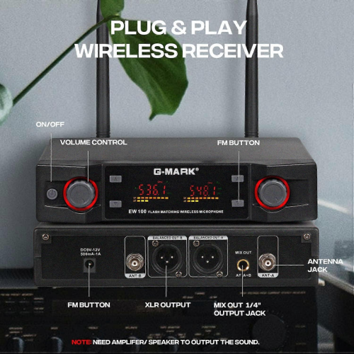 Wireless Microphone System Dual UHF Handheld Mics 200ft Range Clear Voice for Karaoke and Events 2