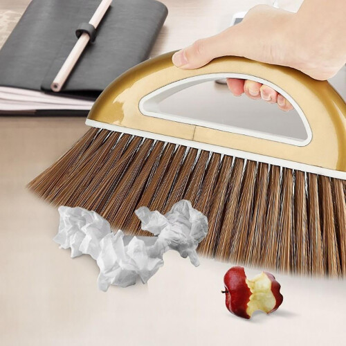 Standing Broom and Dustpan Set with Long Handle, Flat Edge Dustpan, Comb Filter for Home Kitchen Cleaning 1