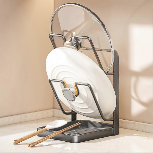 Pot Lid Holder with Removable Draining Tray for Pot Cover 2