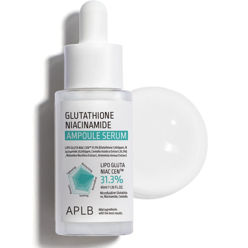 Korean Niacinamide Serum with Glutathione Ampoule for Brightening Radiance and Deep Hydration 1.35â¯oz