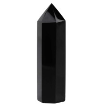 Black Obsidian Crystal Wand Handcrafted Hexagonal Design with Smooth Polished Surface for Jewelry Making 1pc