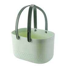 Green Plastic Shower Caddy Tote with Handle, Durable Bathroom Storage Basket Organizer for Dorm and Home