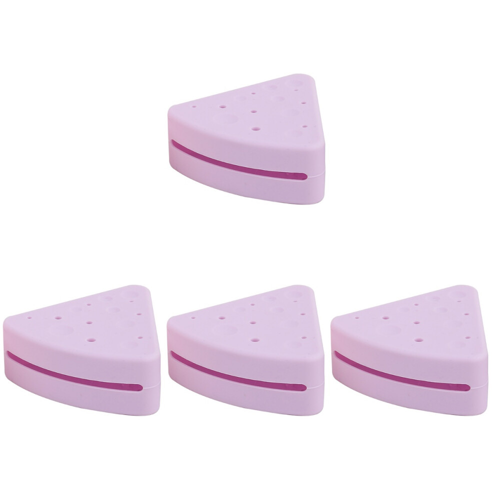 Happyyami 4Pcs Travel-Friendly Silicone Makeup Sponge Storage Holder Yellow