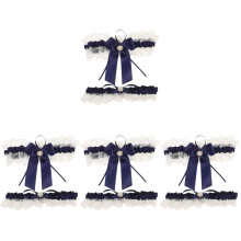 4Sets Elegant Dark Blue Lace Garters for Bride Lightweight Wedding
