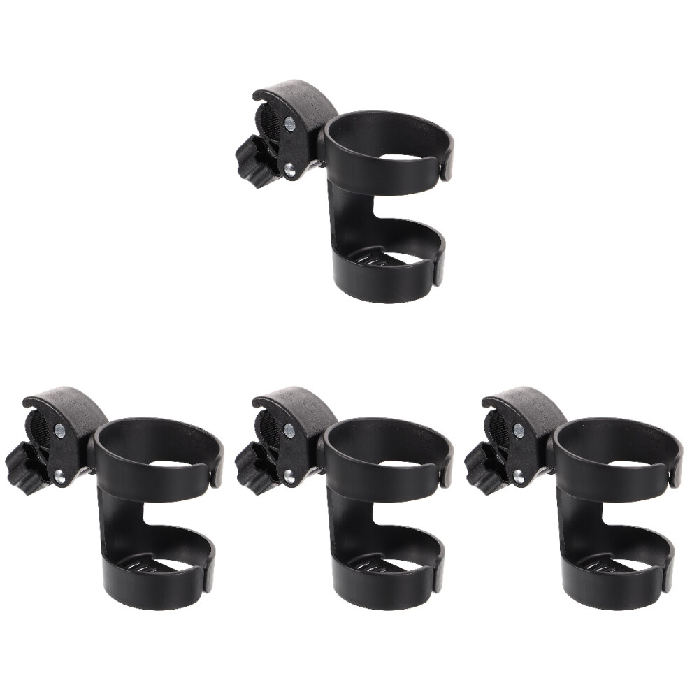 4Pcs Outdoor Stroller Drink Holder Pp Cup And Bottle Rack Black
