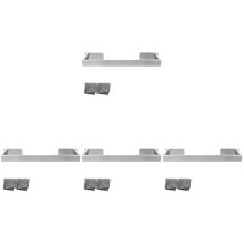 4Pcs Bathroom Towel Bar Self Adhesive Silver Steel Wall Mounted Holder