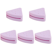 5Pcs Compact Yellow Makeup Powder Puff Case Silicone Triangular Holder