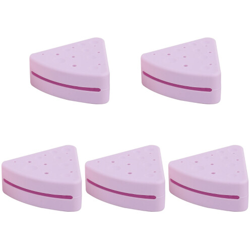 5Pcs Compact Yellow Makeup Powder Puff Case Silicone Triangular Holder