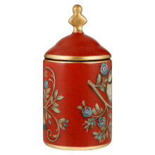 2Pcs Red Tea Container Ceramic Canister Air-Sealed Food Storage Jar