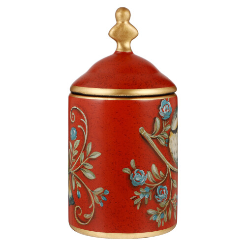 2Pcs Red Tea Container Ceramic Canister Air-Sealed Food Storage Jar