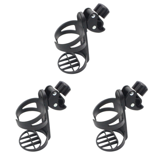 3Pcs Lightweight Universal Cup Holders Black for Stroller and Bicycle