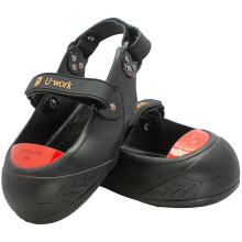 Steel Toe Overshoes M Red, Reinforced Alloy Toe Protection with Double Straps and Non‑Slip Rubber Sole