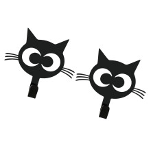 2PCS Adorable Cats Themed Wall Mount Hooks For Organizing-Black