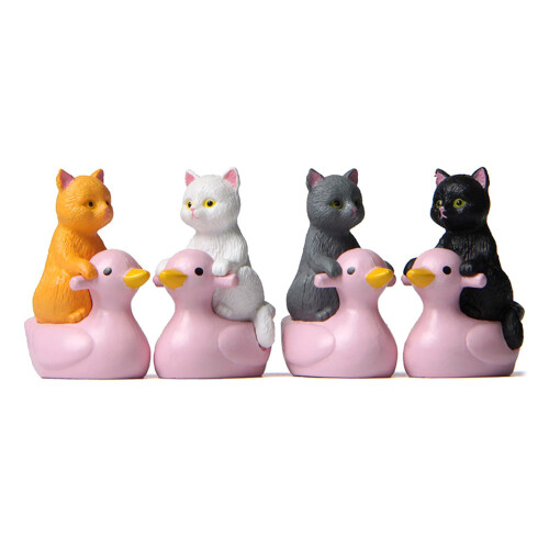 Mini-sitzende Entenkatzen, Miniatur-Katzenfigur,-Rosa