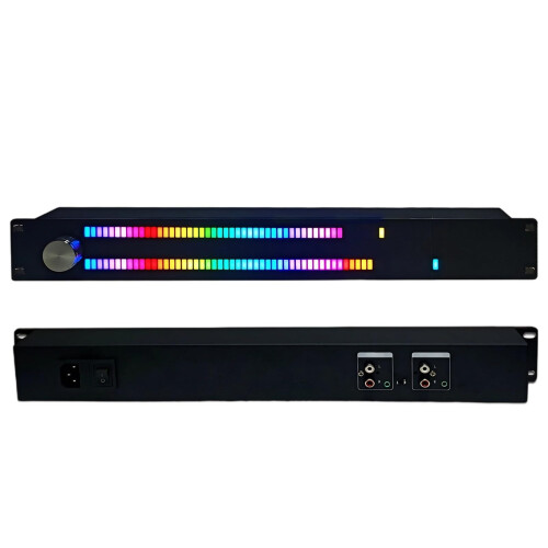 LED Music Spectrum Display Dual Channel Audio Level Meter 128 Color Rackmount Visualizer for Studio
