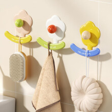 Adhesive Wall Hooks Flower Design 3Pcs, No Drill Decor Hooks for Bathroom Kitchen Door Towels