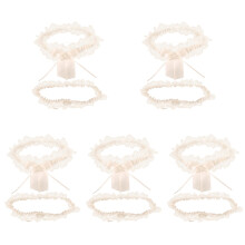 5Sets Comfortable Beige Bridal Lace Garters for Wedding Use