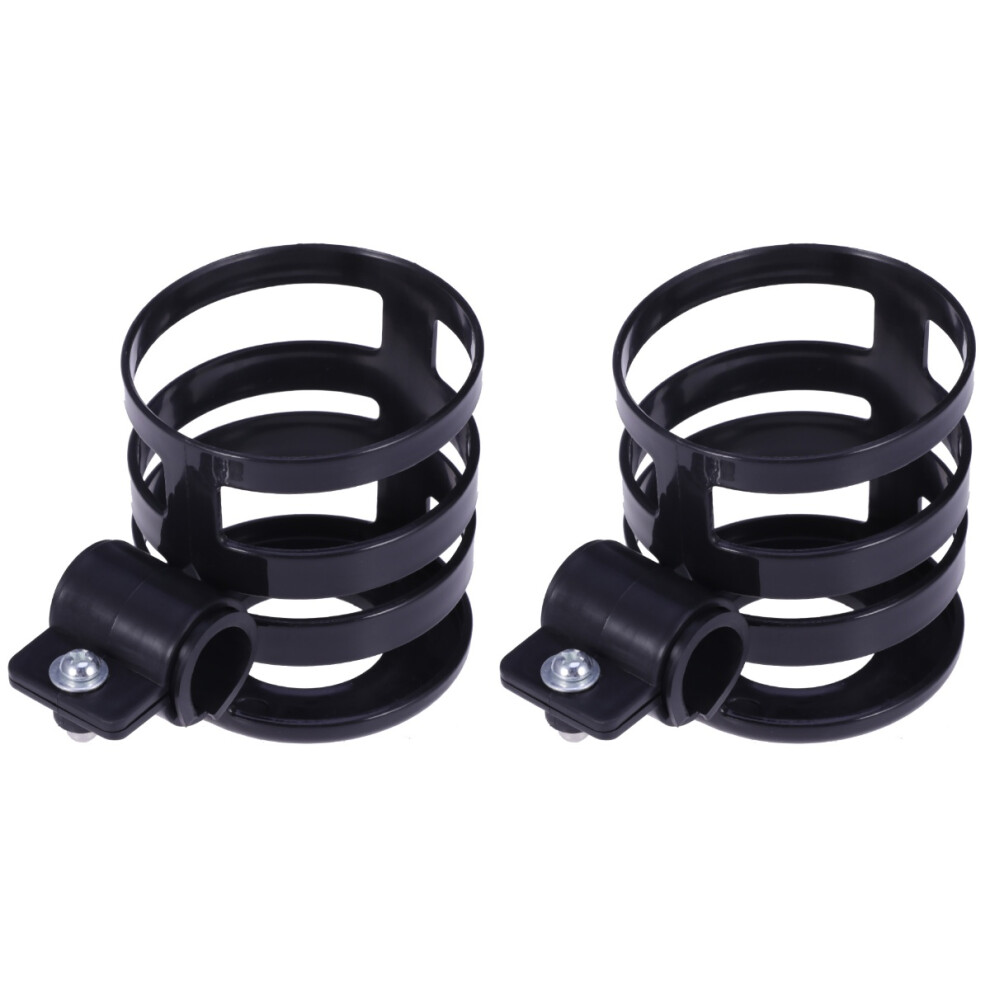 Vaguelly 2Pcs Durable Black Plastic Stroller Drink Holder Ergonomic Bottle Rack