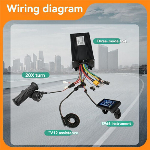 E-Bicycle Three Mode Controller Set 45A 36V 48V 52V Sine Wave Controller S966 Display Color Screen E-Bicycle Accessories 2