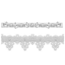 2Pcs Adjustable White Lace Bridal Garters with Rhinestone for Bride