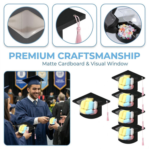 Creative Graduation Cap Shape Candy Containers For Class-5pcs 1