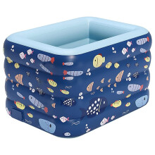 Inflatable Swimming Pool 1.4m Blue Family Kiddie Pool for Backyard Outdoor Summer Quick Inflate Durable Leakproof
