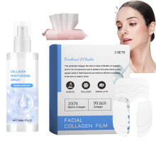Collagen Face Mask Set with Soluble Collagen Film and Mist Spray, Deep Hydration Boost for Fine Lines