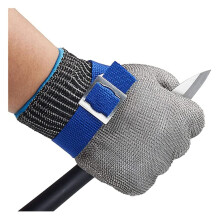 Level 6 Cut Resistant Gloves Stainless Steel Metal Mesh Kitchen Safety Gloves with Adjustable Wrist Strap XXL 6pcs