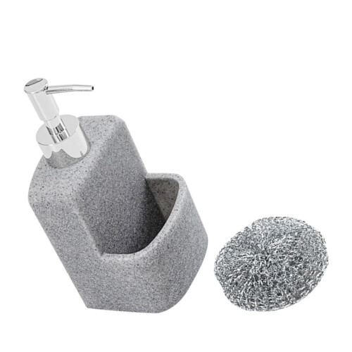 Soap Dispenser with Integrated Sponge Holder for Kitchen Sink, SpaceSaving Design