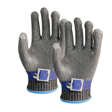 Cut Resistant Gloves Level 5 Stainless Steel Mesh for Kitchen Safety with Adjustable Buckles, Medium