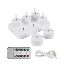 Rechargeable Flameless Tea Lights Candles with Charging Station 6Pcs Battery Tea Lights Candles with Remote & Timer
