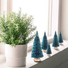 100PCS Miniature Artificial Christmas Tree Small Snow Frost Trees Pine Trees Christmas DIY Party Decoration Crafts