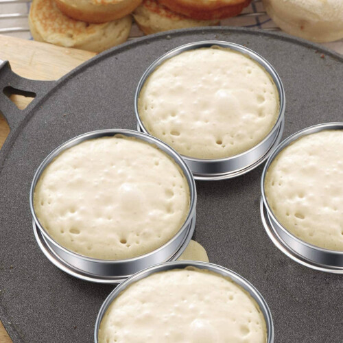 24 Pack 4 Polegadas Double Rolled English Muffin Rings, Aço Inoxidável Crumpet Rings, Tart Rings, Round 2