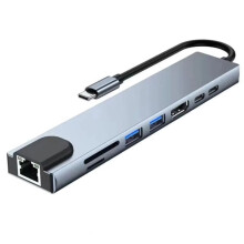 8 in 1 USB C HUB Type C Adapter with 4K -Compatible 87W PD C 8 Port Docking Station for  Pro Air USB C Laptop