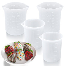 Silicone Cups for Melting Chocolate, 4PCS Silicone Measuring Cups with 250 & 350ml Capacity,for DIY Chocolate Molds