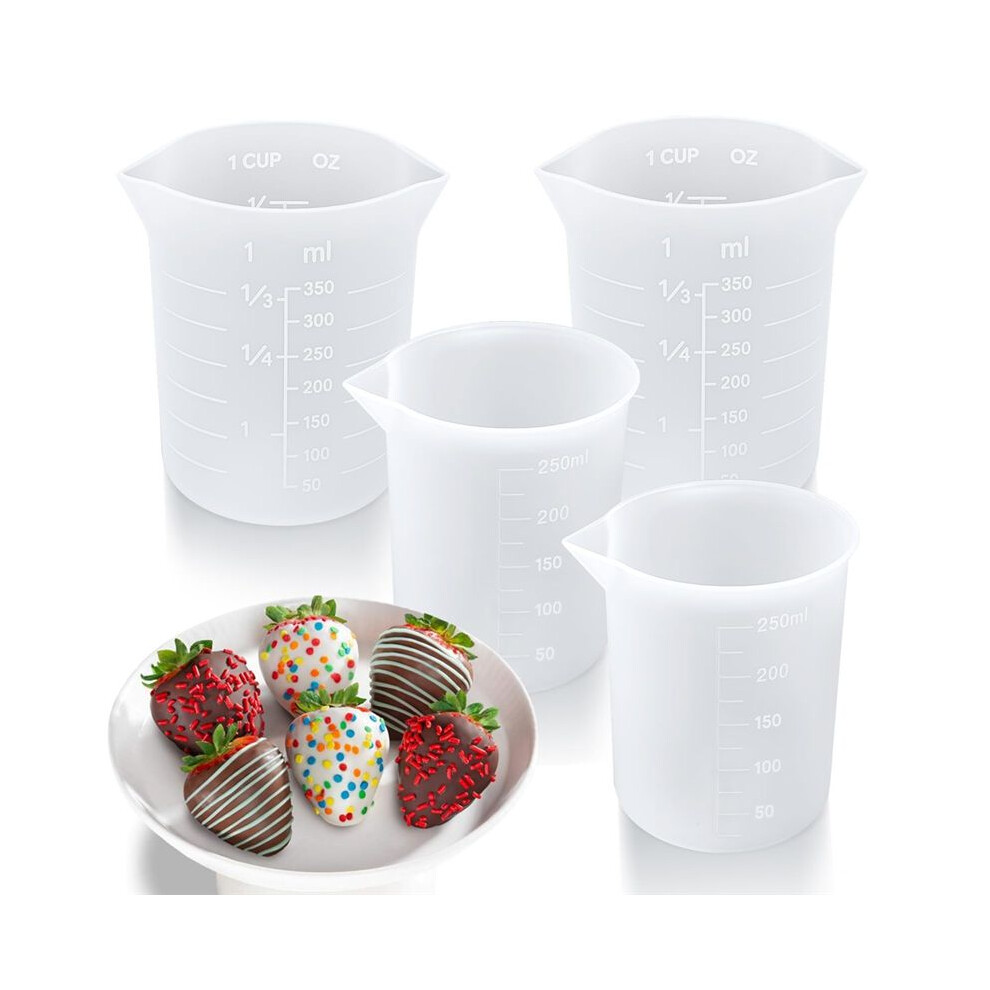 Tauoh Silicone Cups For Melting Chocolate, 4Pcs Silicone Measuring Cups With 250 & 350Ml Capacity,For Diy Chocolate Molds