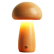 Wooden  Mushroom Night Light Stepless Dimming Bedside Table Lamp 3 Color Rechargeable Sleeping Nightlights