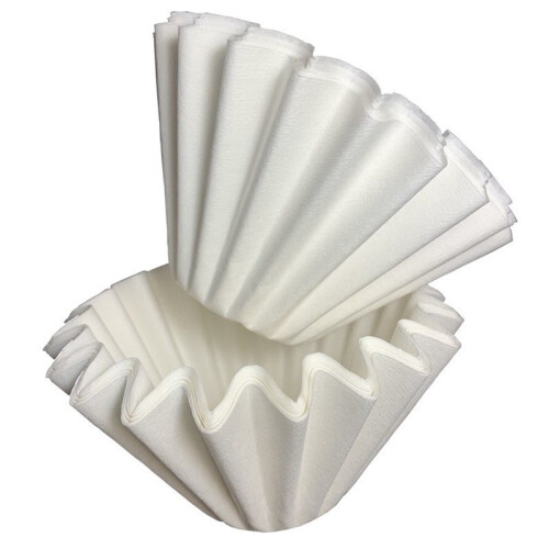 Wave-Shaped 2-4 Cup Coffee Filter Papers for Drip Brewing -  Wood Pulp, White, 185x50mm