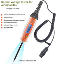 Luz de Teste Automotiva 3-60 V Testador de Luz Digital com Voltímetro Testador de Circuito Automático com Luz de Fundo LCD Indicação LED