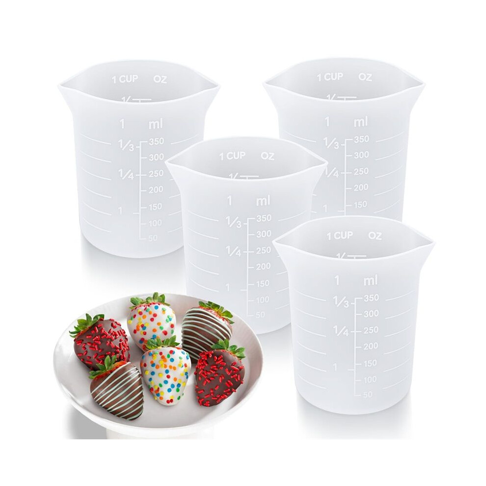 Tauoh Silicone Cups For Melting Chocolate, 4Pcs Silicone Measuring Cups With 350Ml Capacity, Reusable Baking Supplies