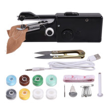 Portable Manual Micro-Home USB Electric Sewing Machine Easy-to-Sew Shirt Pocket Handheld Sewing Machine Black