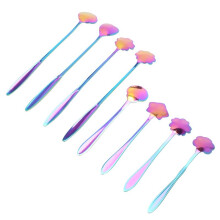 24Pcs Flower Spoon Set, 2 Different Size Colorful Stainless Steel Teaspoons Rainbow Coffee Stirring Spoon