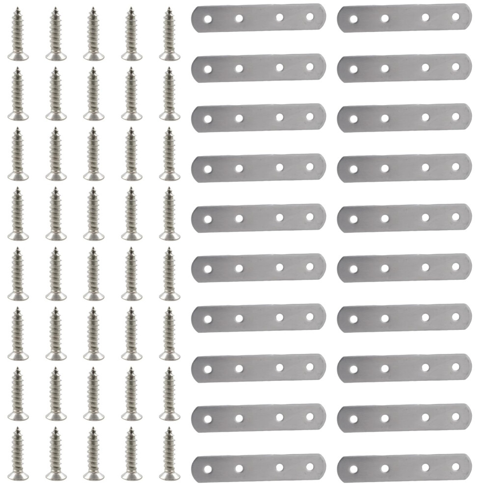 20Pcs Stainless Steel Mending Plates Flat Straight Brace Brackets For Wood Furniture And Reinforcement 9330225511441