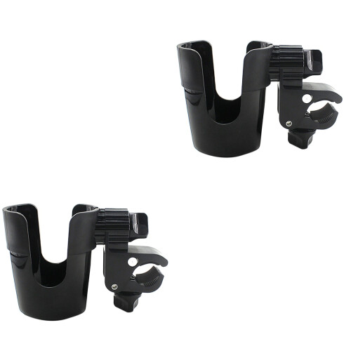 2Pièces -Bouteille Pour Poussette Bébé Noir Rotation 360 Durable 1