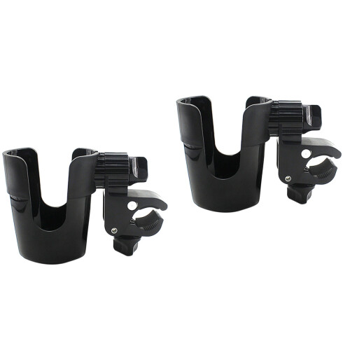 2Pièces -Bouteille Pour Poussette Bébé Noir Rotation 360 Durable 2