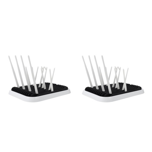 2Pcs Black Baby Bottle Drainer Rack Foldable Pp+abs Kitchen Organizer 1